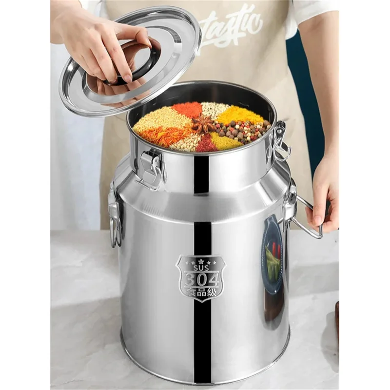 304 Stainless Steel Wine Fermented Beer Fermenters Milk Bucket Sealing Oil Barrel Tea Canister Storage Pot