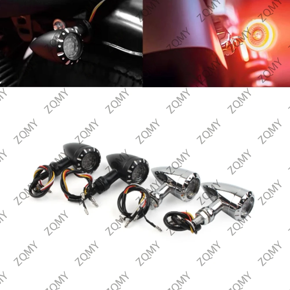 

12V Motorbike LED Red/Amber Brake Blinker Turn Signal Tail Light For Harley Honda Yamaha Kawasaki BMW etc.