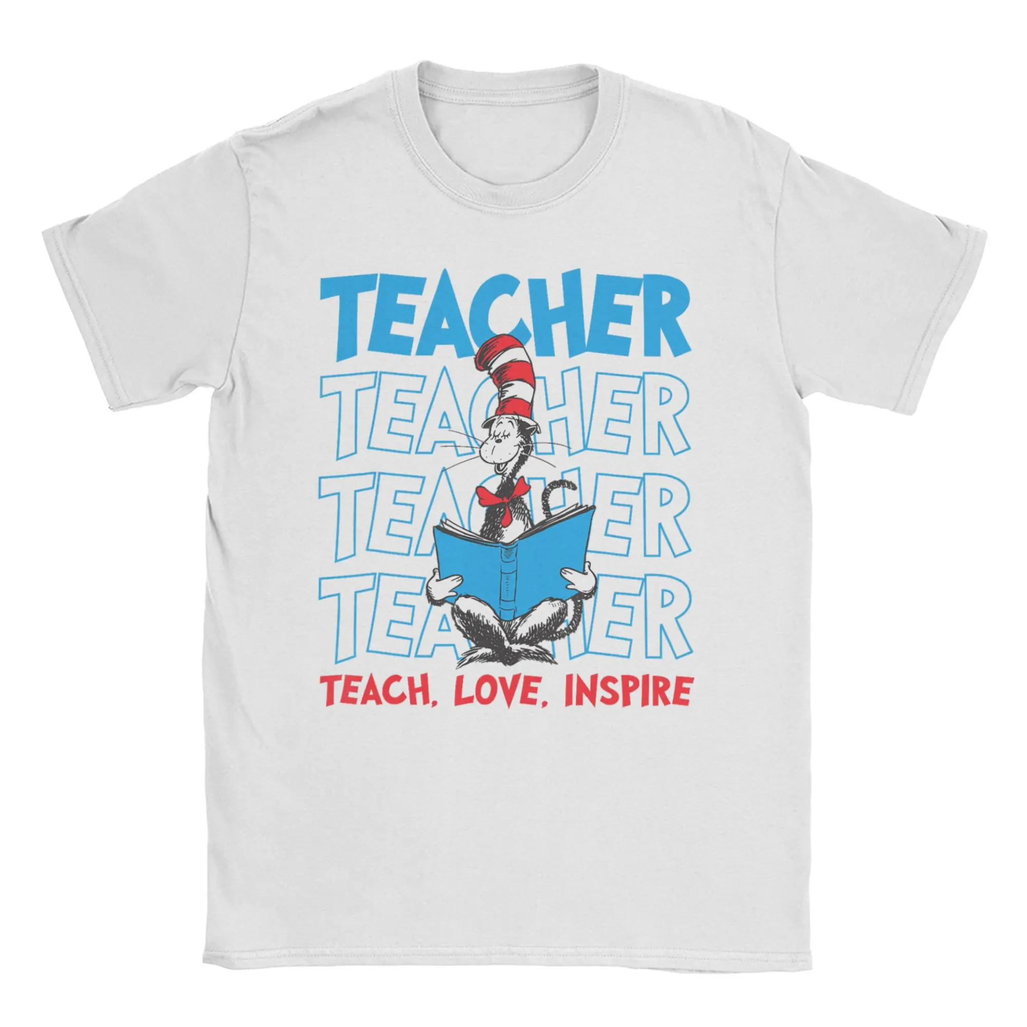 Dr. Seuss Characters Read  T Shirt Summer  Hippie T Shirts Men's Cotton O Neck Plus Size 5XL Clothing Short Sleeve Tshirt