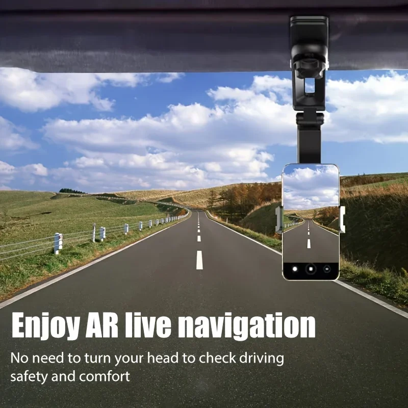 1pc Car Phone Holder, Multifunctional 360 Degree Rotating Rearview Mirror, Seat Clip Holder, 4.0-6.1 Inch Mobile GPS Holder image 3