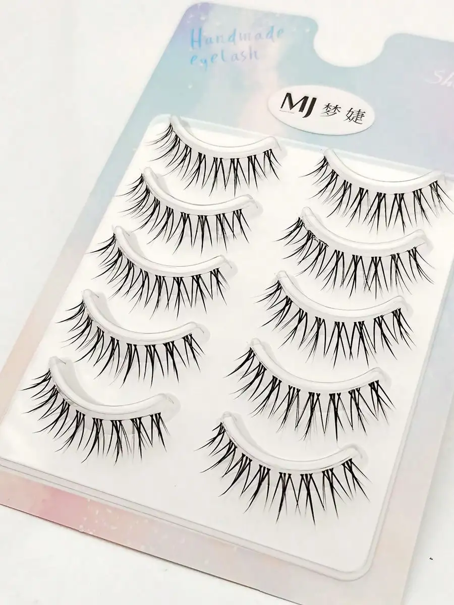 ขนตาปลอมน้ําหนักเบาพิเศษ 5 คู่, ขด C ขนาด 7-13 มม., แถบโปร่งใสดูเป็นธรรมชาติขนตาปลอมแบบใช้ซ้ําได้