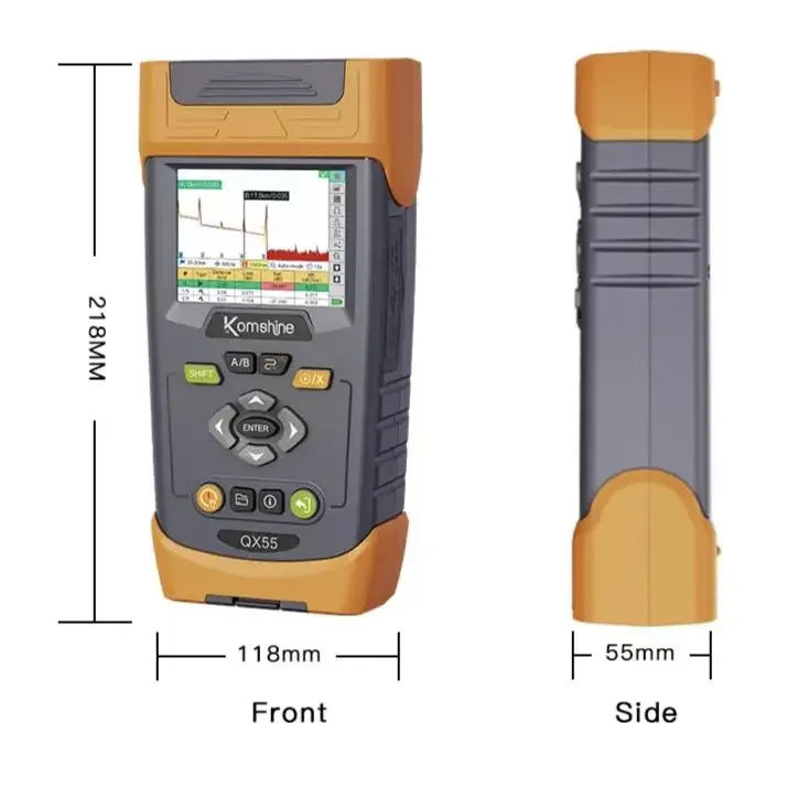 Probador de fibra óptica OTDR multifuncional pon QX55 6 en 1 con probador de 10mw VFL 800-1650 OPM SLS FIP y RJ45