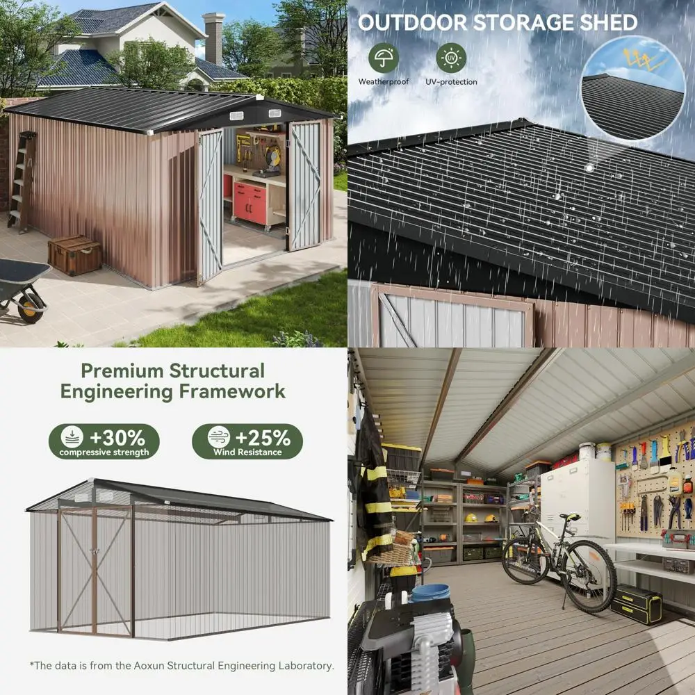 

Outdoor Metal Storage Shed 10x12 - Lockable Door, Sloping Roof, Ideal for Tools, Garden Equipment, Bikes, Perfect for Organizati