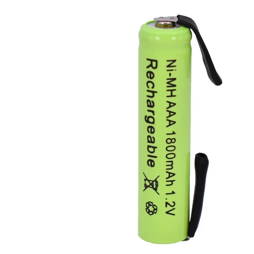 1.2V 1800mah Ni-Mh AAA Rechargeable Battery Cell, with Solder Tabs for Philips Braun Electric Shaver, Razor, Toothbrush