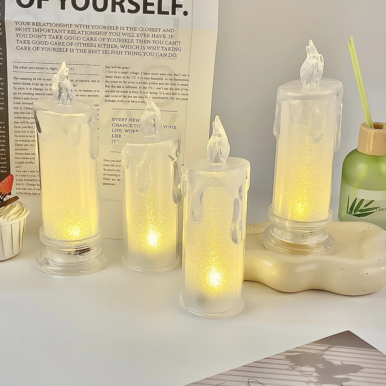 Glitter Led Candle Trending Flameless Taper Candle Bestseller Romantic Battery Operated Light Top Seller Wedding Table Decor T1 view 4