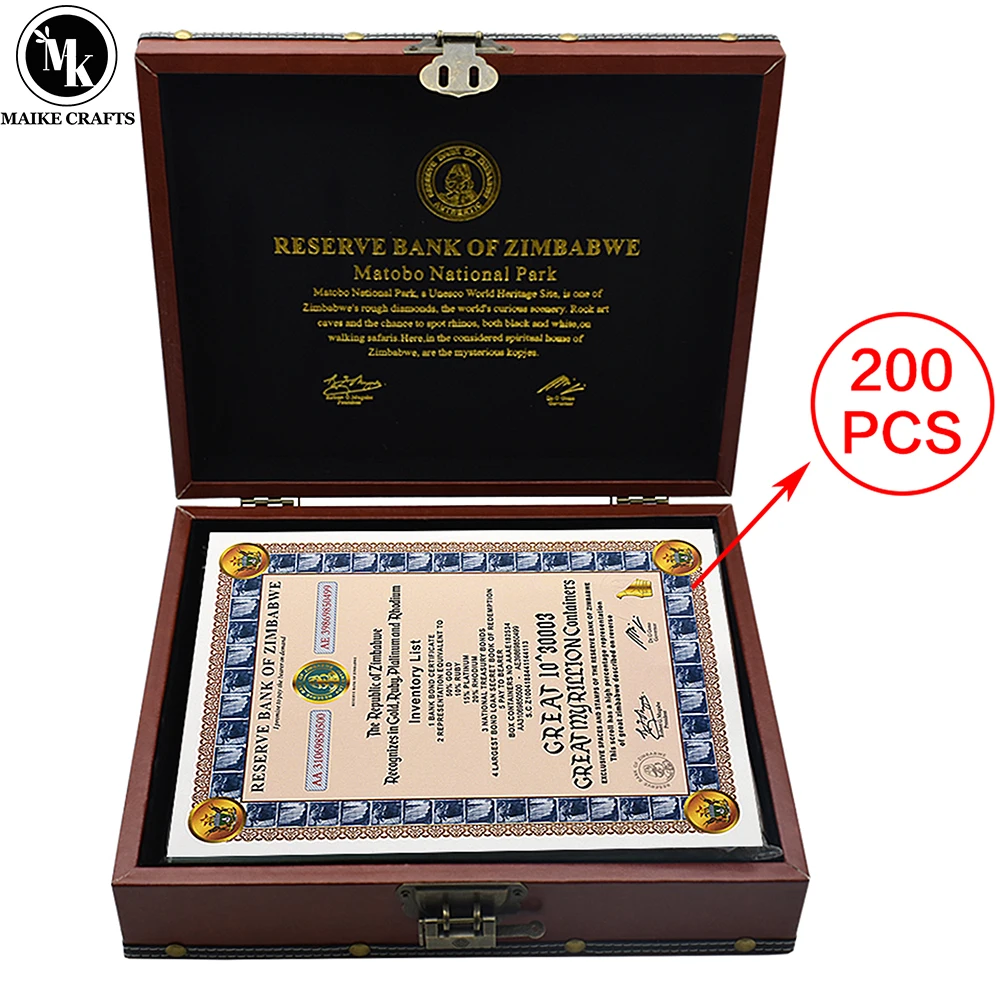 

200pcs/box Zimbabwe Great Myrillion Containers Certificate 10 ^ 30003 Zimbabwe Banknotes Collectible Gifts