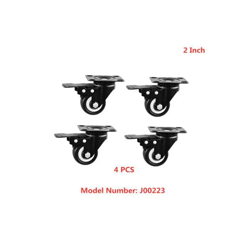 4 Packs 2-inch  Casters Universal Wheel With Brake Diameter 50mm Silent Bearing Network Cabinet Caster