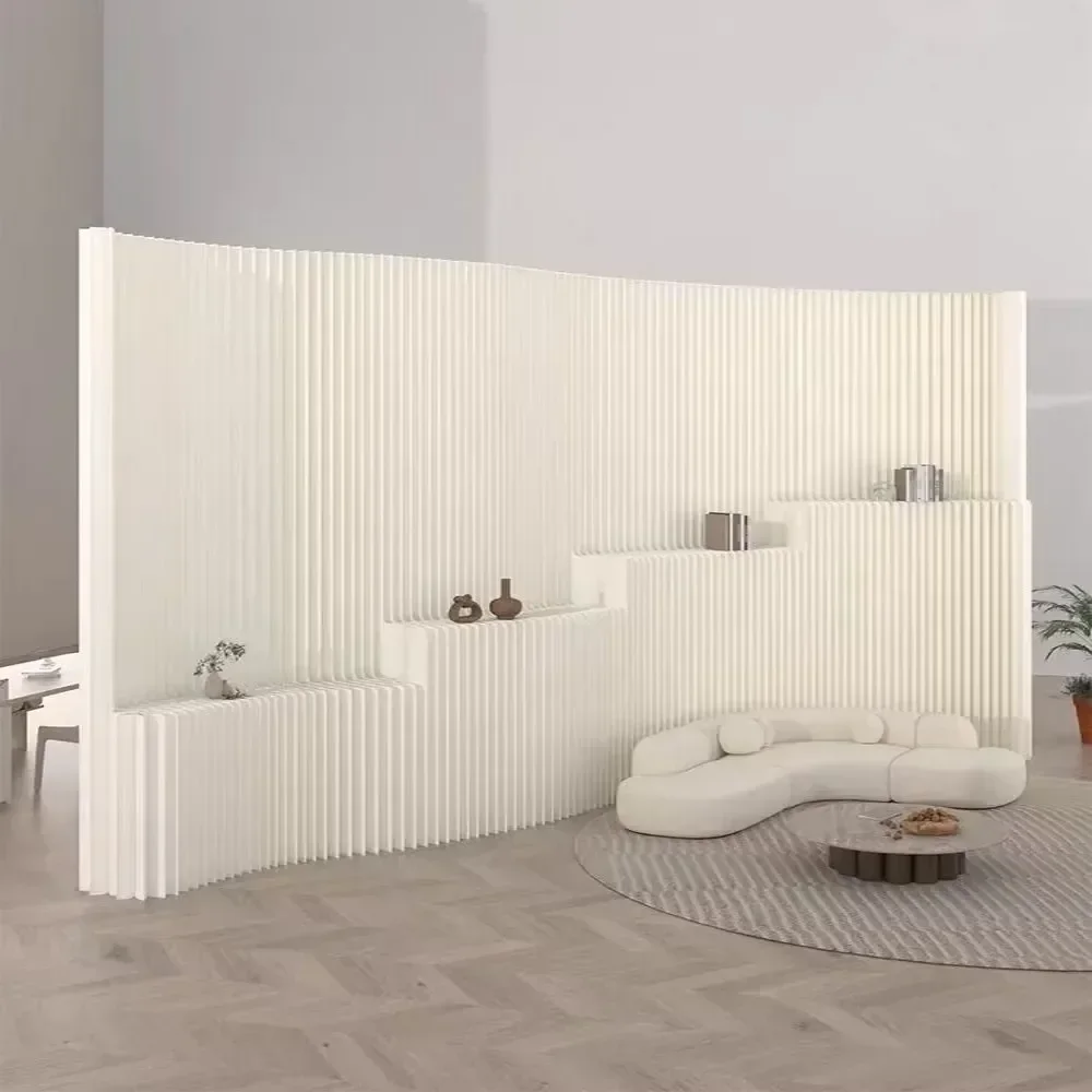 

Home Decor White Brown Folding Organ Paper Wall Removable Screens & Room Dividers For Office Porch Partition