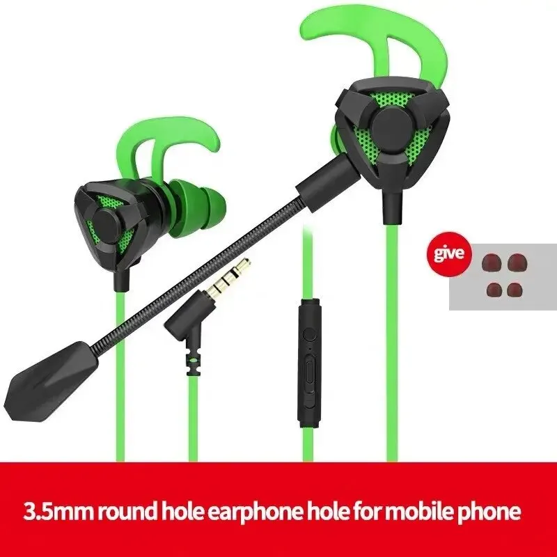 E Sports Gaming with Microphone In-ear Headphones Noise-cancelling Plug-in Mobile Computer Earbuds Wired Earphone PUBG Headset