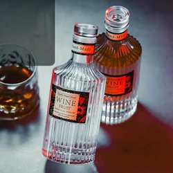 Stripe style round shaped 250ML/500ML whiskey decanter with Glass stopper Alcohol Bottle for Liquor Scotch Bourbon