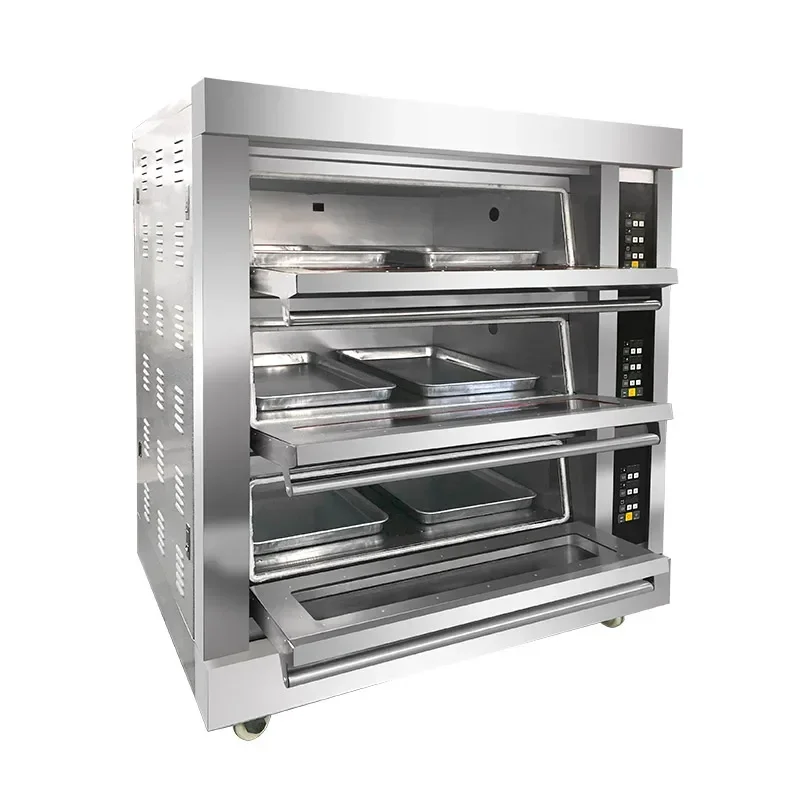 For Factory Price Electric Stainless Steel Three Decks Six Trays Oven Bakery Equipment Baking Oven