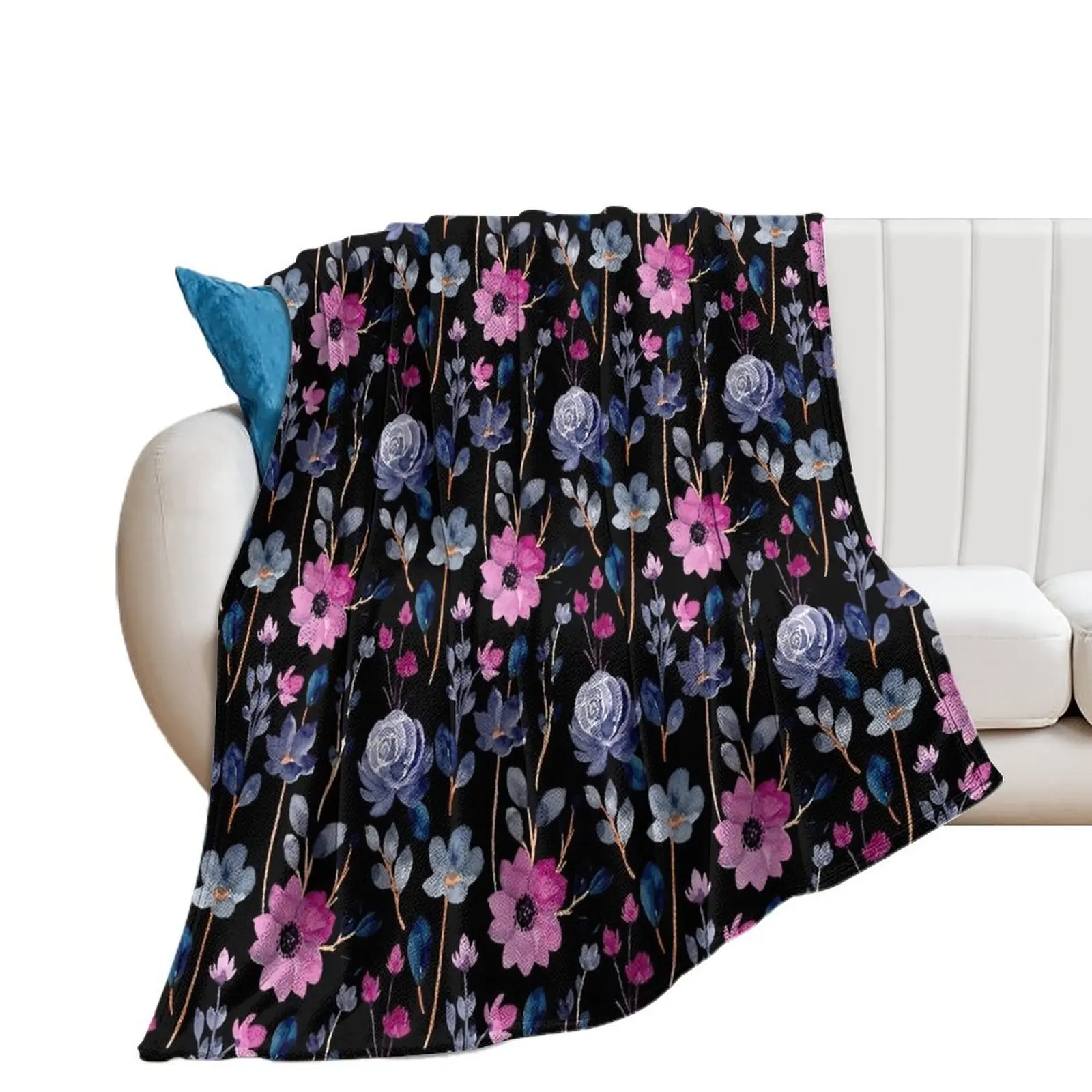 Pink and Purple Paradise: A Vibrant Floral Fusion Throw Blanket Decoratives Loose Giant Sofa Tourist Blankets