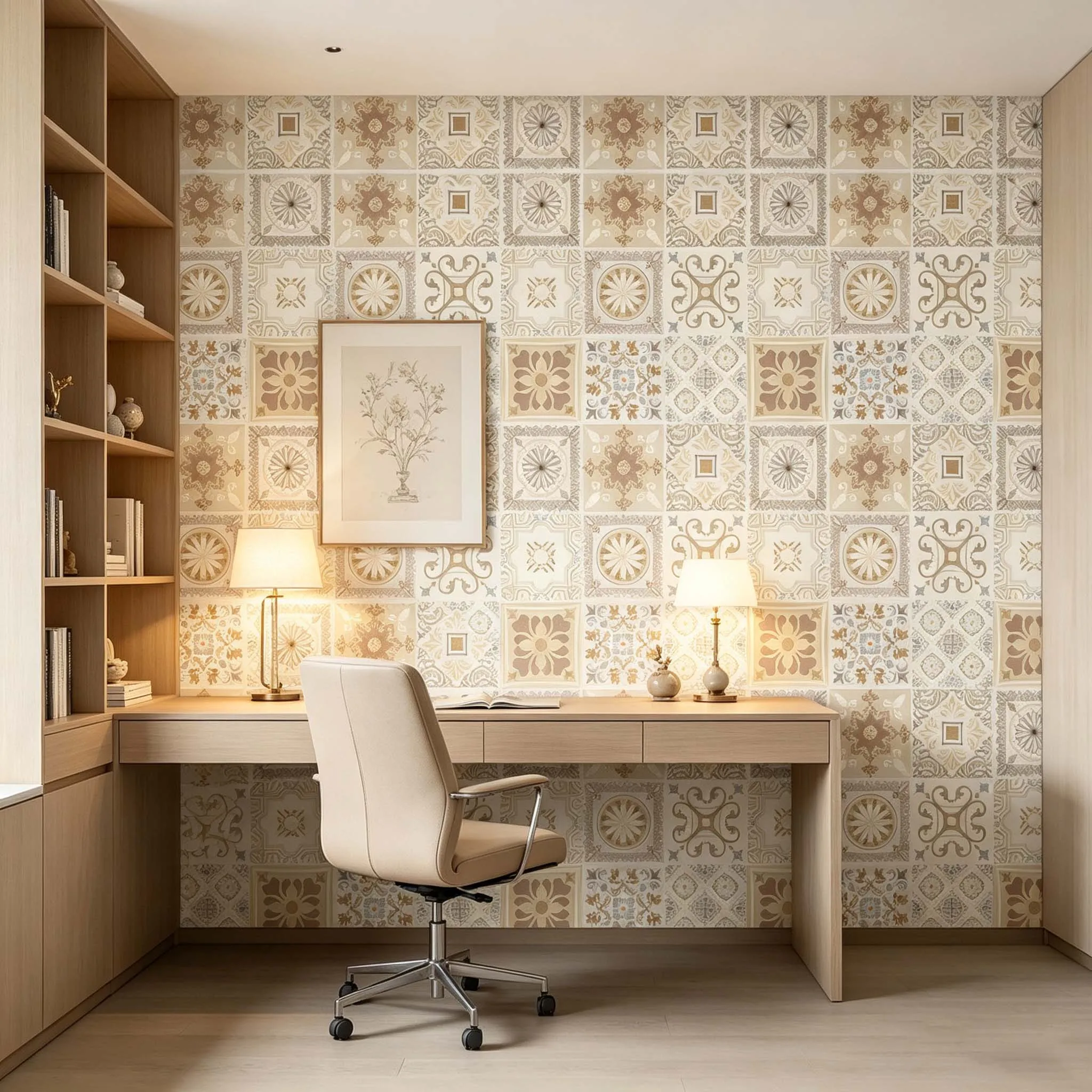 Self-adhesive Moroccan Ethnic Color Block Mosaic Wall Decals Pop Art Dining Room Cream Style Fresh Stain-Resistant Wallpaper