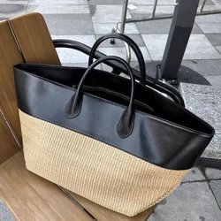 Borsa tote in vera pelle per donna Borsa a mano di design di lusso 2024 Nuovo nel polso a mano di grande capacità in paglia di vacchetta di primo strato