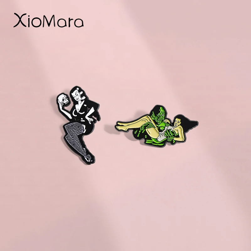 Fantasy Adventure Animation Emaille Pin Gothic Horror Film Mädchen Skelett Brosche Revers Abzeichen Schmuck Geschenk für Fan Freunde