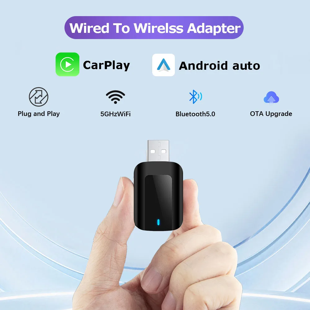 New 2in1 Wireless Carplay Adapter Android Auto Smart Dongle Auto-Connect Wired To Wireless Carplay Android auto For USB Type C