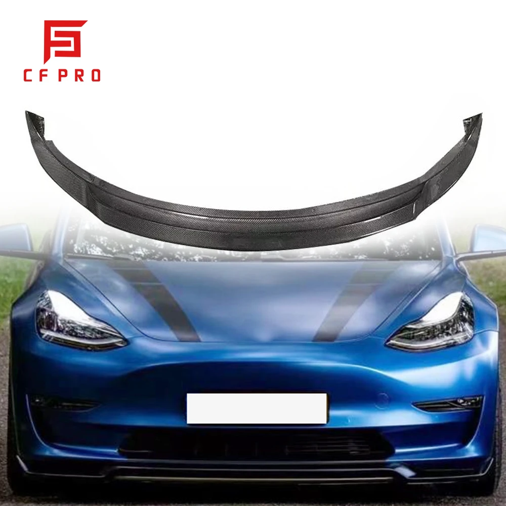 ART Style Carbon Fiber Car Front Lip and Splitter For Tesla Model 3 Front Bumper Guard Deflector Lips