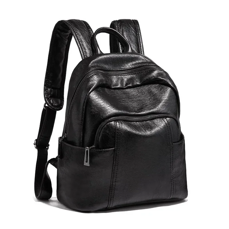 Vintage Genuine Leather Women's Fashion Travel Backpack Casual Cowhide College Students School Bag For Feminina