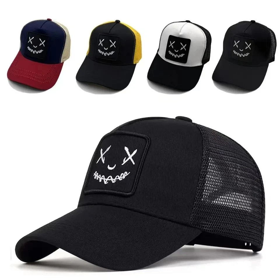 Smile Face Embroidered Baseball Caps Fashion Adjustable Spring Summer Sunscreen Hats Hip Hop Cotton Leisure Hats