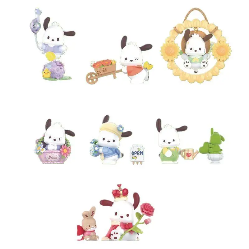 

MINISO Pochacco Flowers and Youth Genuine Anime Character Model Toy Set Unique Surprise Collection for Fans and Decor Girl Gift