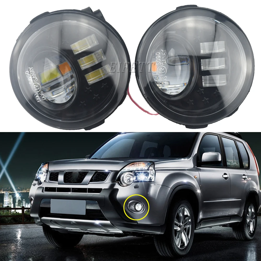 2 X LED 12V Fog Light Car Front Bumper Fog Lamp For Nissan X-Trail T31 2007 2008 2009 2010 2011 2012 2013 Waterpoof Headlights