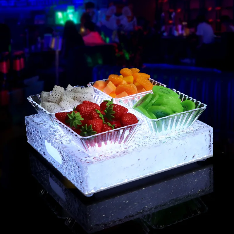 

Акриловая светодиодная светящаяся тарелка для закусок, бар KTV, специальная подставка для тарелок с фруктами, креативная тарелка с фруктами «четыре или шесть»