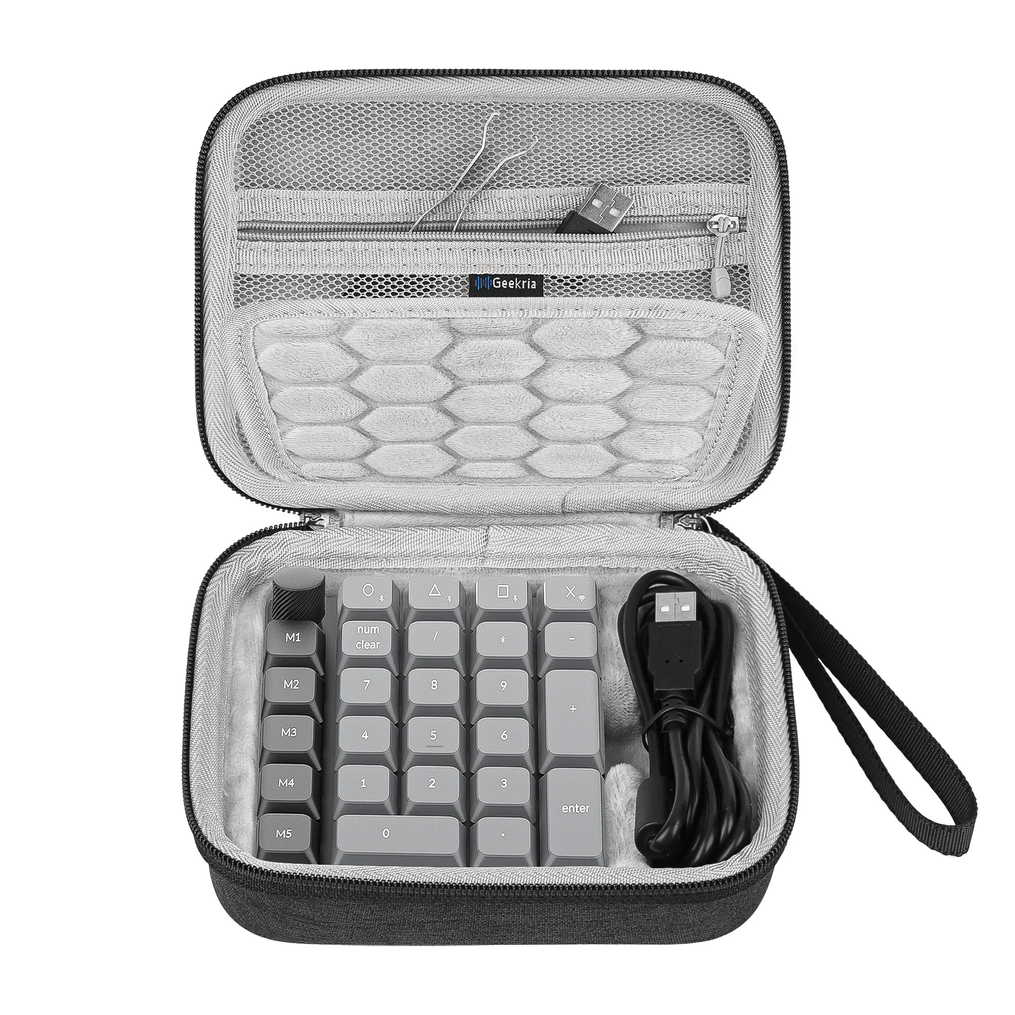 Geekria Hard EVA Numeric Keypad Carrying Case for Keychron K0 Max K0 Portable Numpad Shockproof Travel Storage Bag Dark Grey
