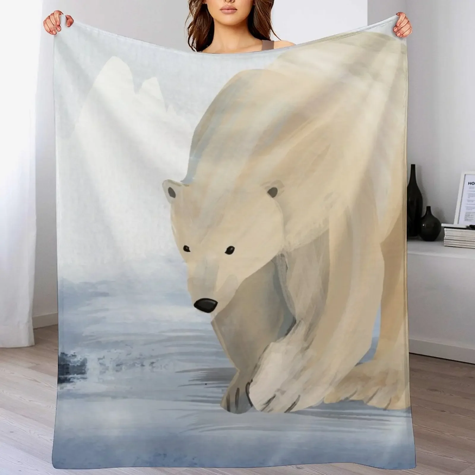 

Save the Polar Bears - abstract arctic watercolor illustration - Caroline Laursen Original Throw Blanket