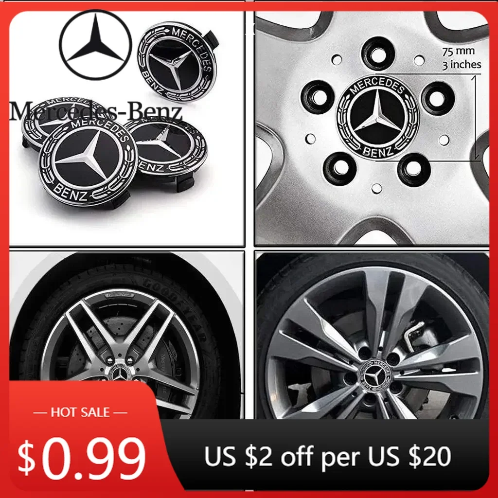 

Hot Car Sticker 4PCS 75mm for Mercedes benz AMG C E S GLE CLC Class W204 W203 W205 W124 W221 Car Wheel Center Cap Hub Covers Bad