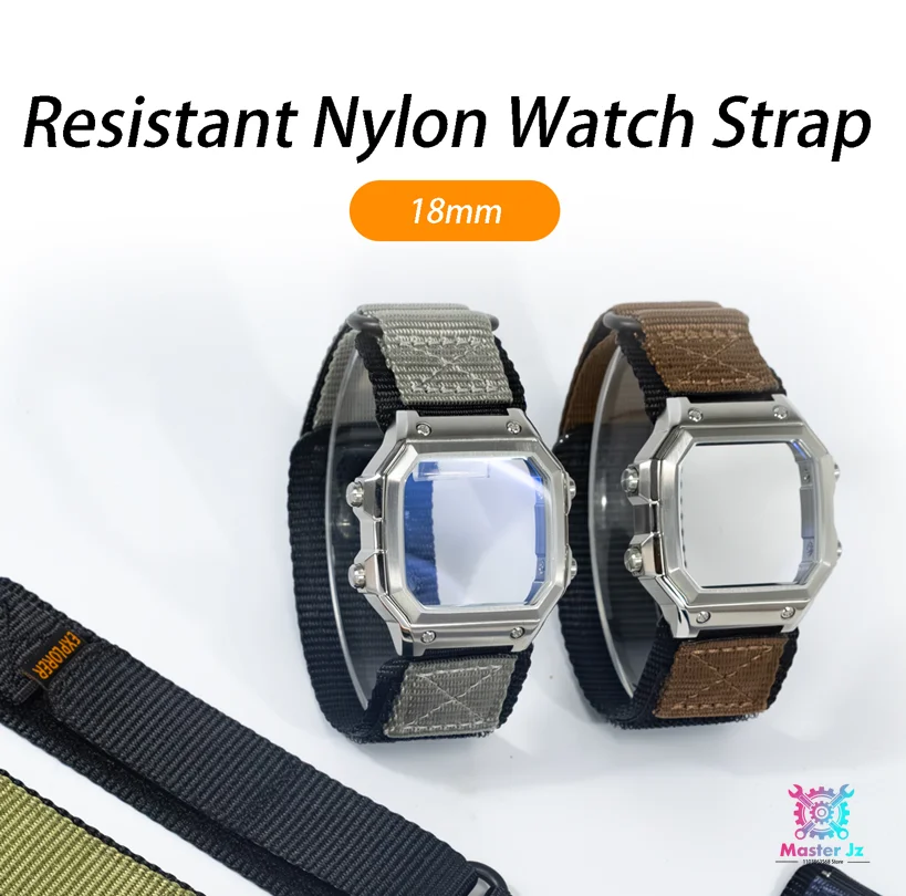 18mm Nylon Strap for Casio AE1200 316LSS Watch Case Quick-release Structure Nylon Braided Strap Royale Mod Accessory