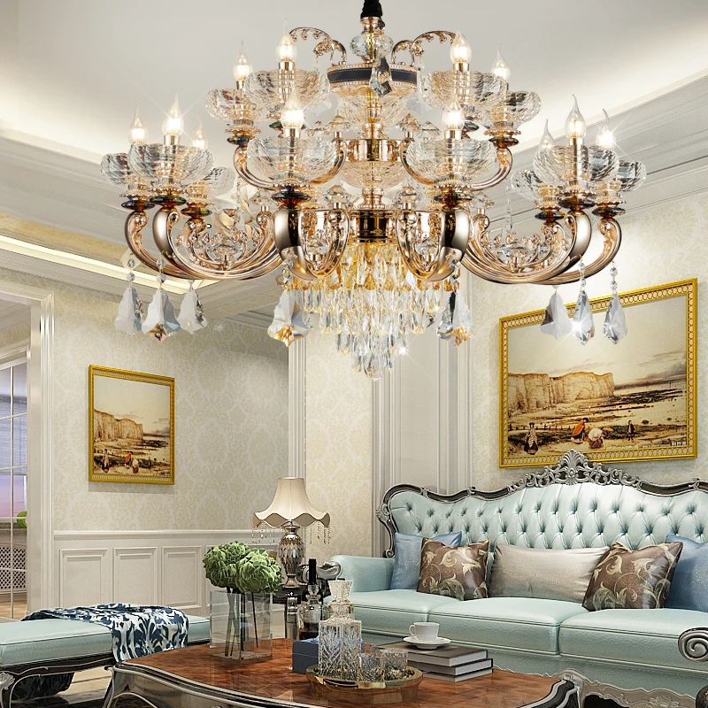 

European Style Living Room Chandelier Atmospheric Jade Living Room Lamp Modern Simple Bedroom Dining Candle Crystal Chandelier