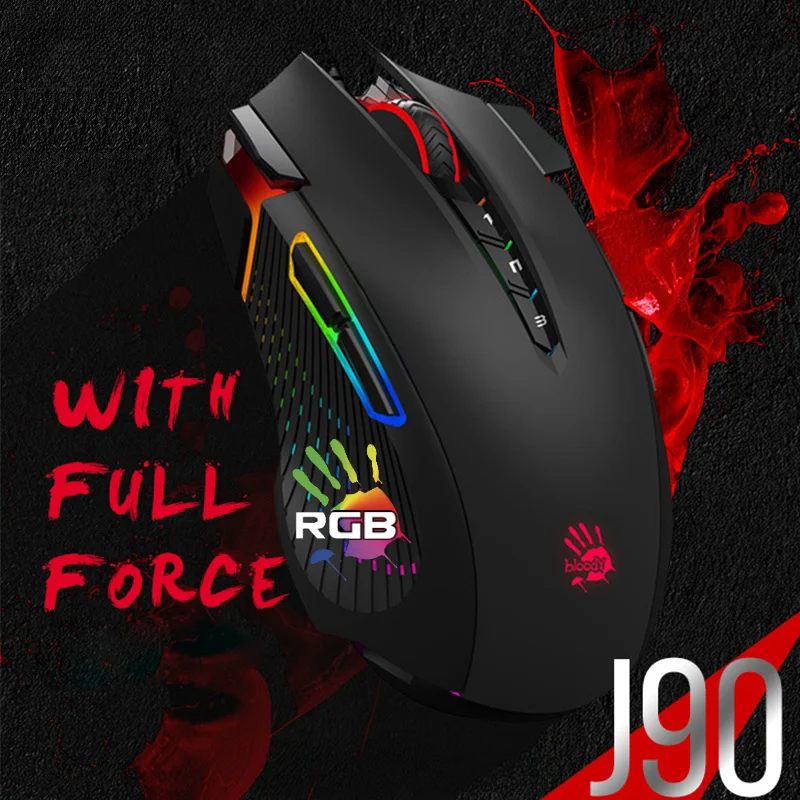 J90s Red Hand Ghost Game Mouse Wired Low Delay Quick Response Feel Excellent Game Office Trendy Cool Mouse Birthday Present