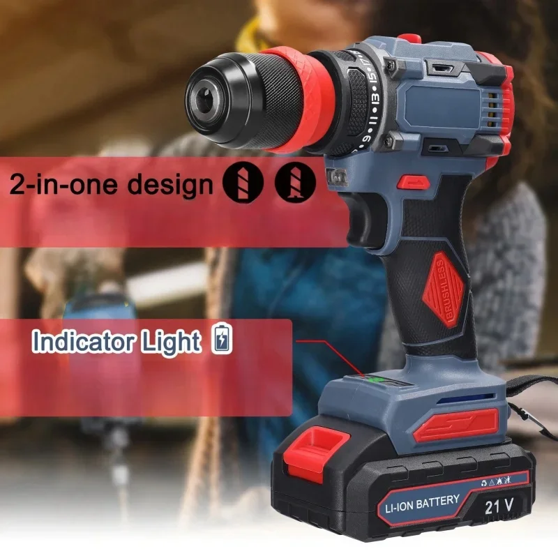 Elétrica Ratchet Wrench, Brushless Mão Impact Drill, Cordless Poder chave de fenda, Household Charging, Drilling Chuck, 21V