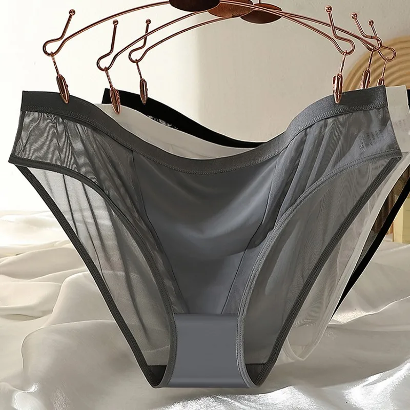 

Ультратонкие сетчатые трусы-бикини, сексуальные гладкие трусики больших размеров, хлопковые трусы с низкой посадкой, женское модное нижнее белье