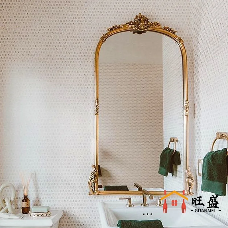 Vintage floor-to-ceiling mirror Home clothing store French engraved fitting mirror Bedroom American dressing mirror image 4