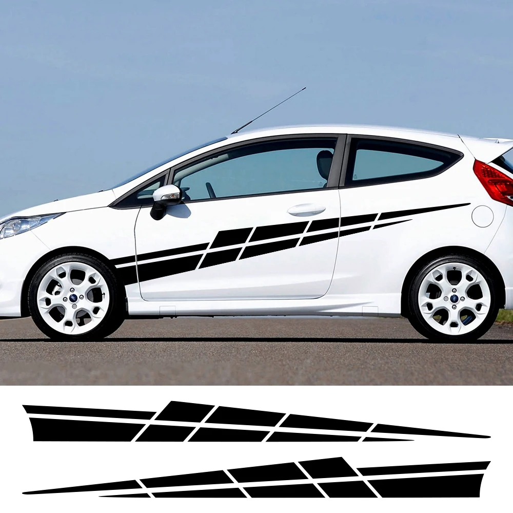 

Для Ford Fiesta MK7 2008-2017 гоночный автомобиль с боковыми полосками, графические виниловые наклейки на кузов, двери, наклейки, аксессуары для внешнего декора