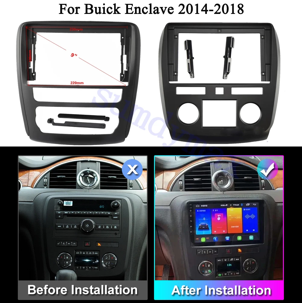 

9inch 2din Car Frame Fascia Adapter For Buick Enclave 2014-2018 car auto Facia GPS Navigation Dash Kit Console Plate Adapter