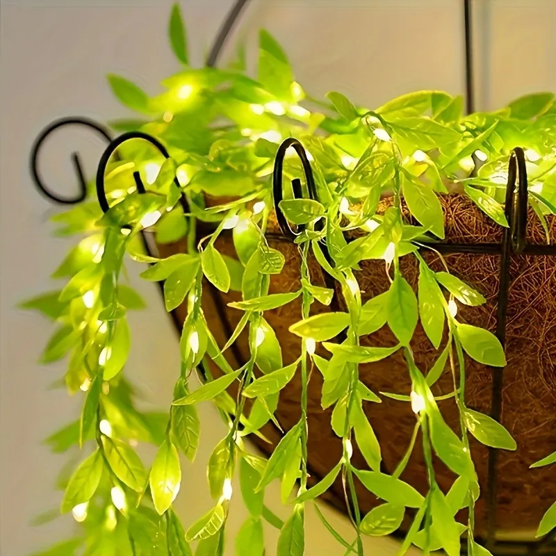 2M 5M 10M Battery Box Willow Lamp Fairy Light Imitation Leaf LED String Lights Wedding Party Christmas Living Room Decoration