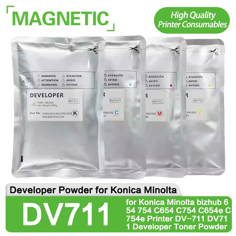 1PCS DV711 DV 711 Developer Toner Powder For Konica Minolta Bizhub C450 C451 C452 C550 C552 C650 C654 C754 C654e C754e Printer