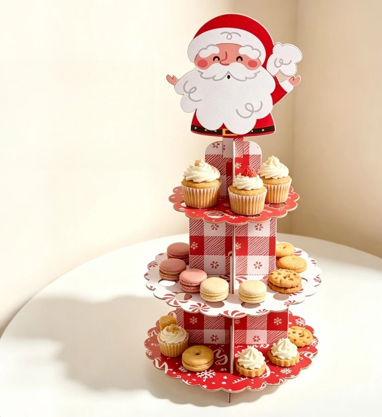 Santa Claus Multi Layer Cake Stand Paper Santa Claus Multi Layer Cake Stand Three Tier Dessert Table Cupcake  Party Holder