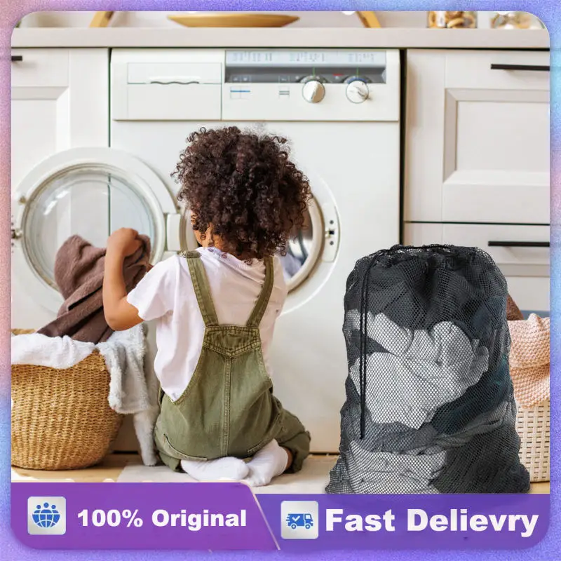 

2 Pcs Laundry Bag Bags for Delicate Fabrics Mesh Drawstring Sneakers Storage Traveling Polyester Socks