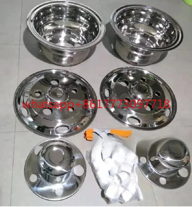 트럭&버스 16인치 스테인리스 스틸 휠 커버 유니버설 16인치 허브컵 외장 액세서리