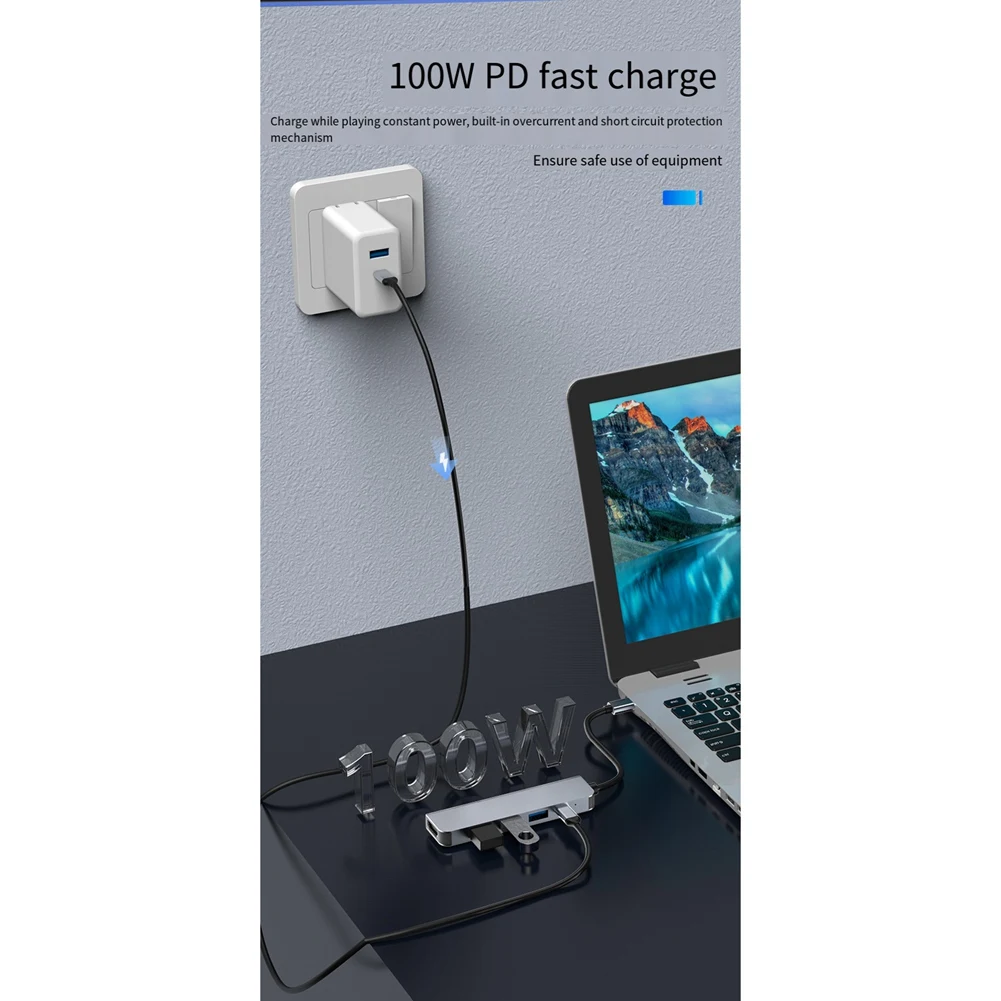 محطة إرساء USB C رائعة 3 محول USB متعدد المنافذ مع متوافق مع PD100W لأجهزة الكمبيوتر المحمولة والهواتف
