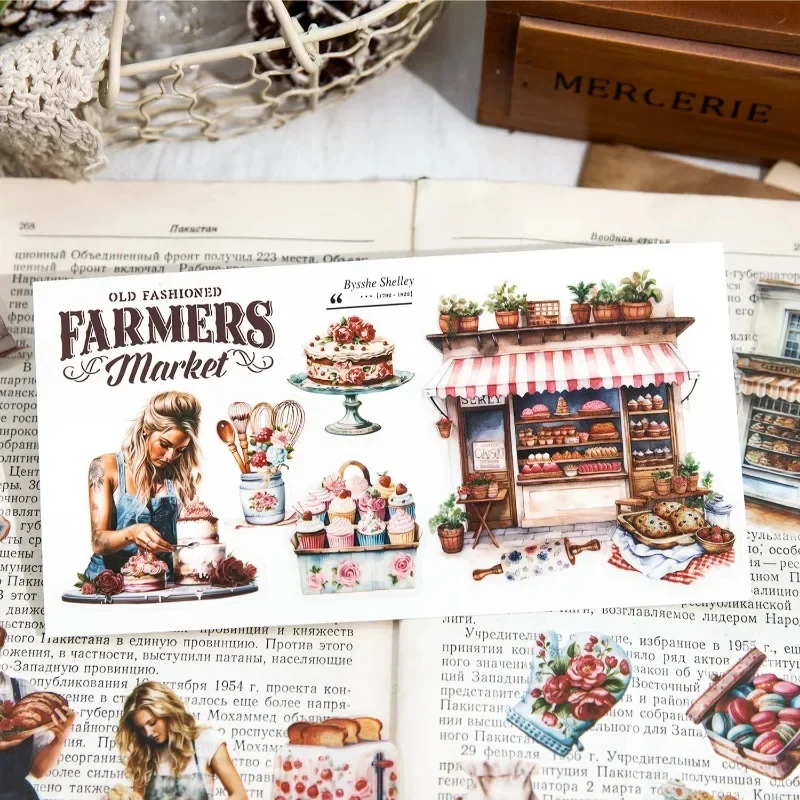 20 Blatt dekorative Vintage-Küchen-amerikanische Handbuch-Aufkleber, Backladen-Paket, Zubehör, DIY, Dessert, Sammelalbum, 172 x 100 mm