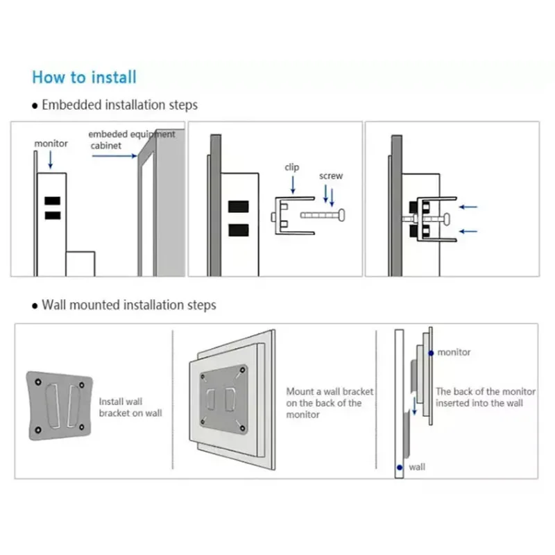 Factory Price 15 Inch 1024*768 Industrial Grade Embedded Touch Monitor VGA HDMI Metal LCD Display Vesa Wall Mount Panel