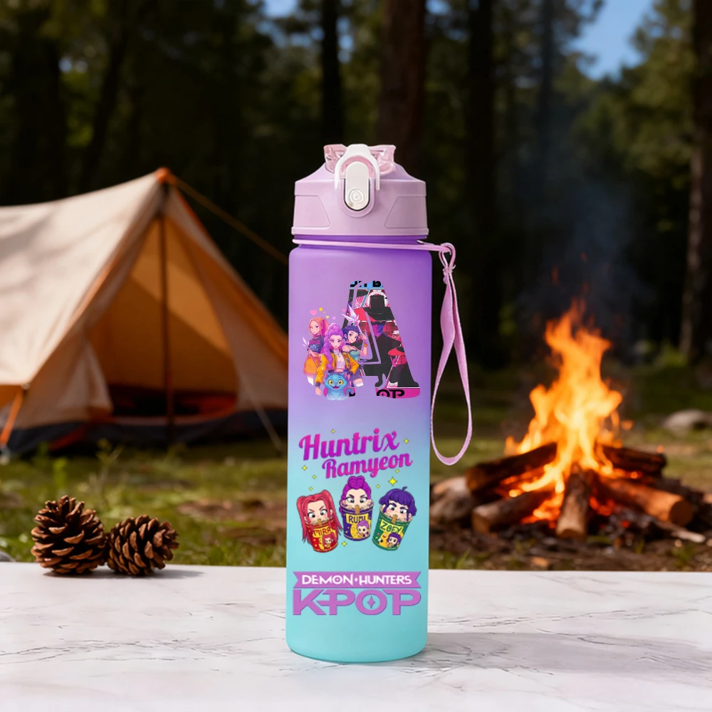 750 مللي Kpop شيطان الصيادين زجاجة ماء أنيمي الكرتون سعة كبيرة أكواب الشرب المحمولة الرياضة في الهواء الطلق كوب ماء الأطفال هدية