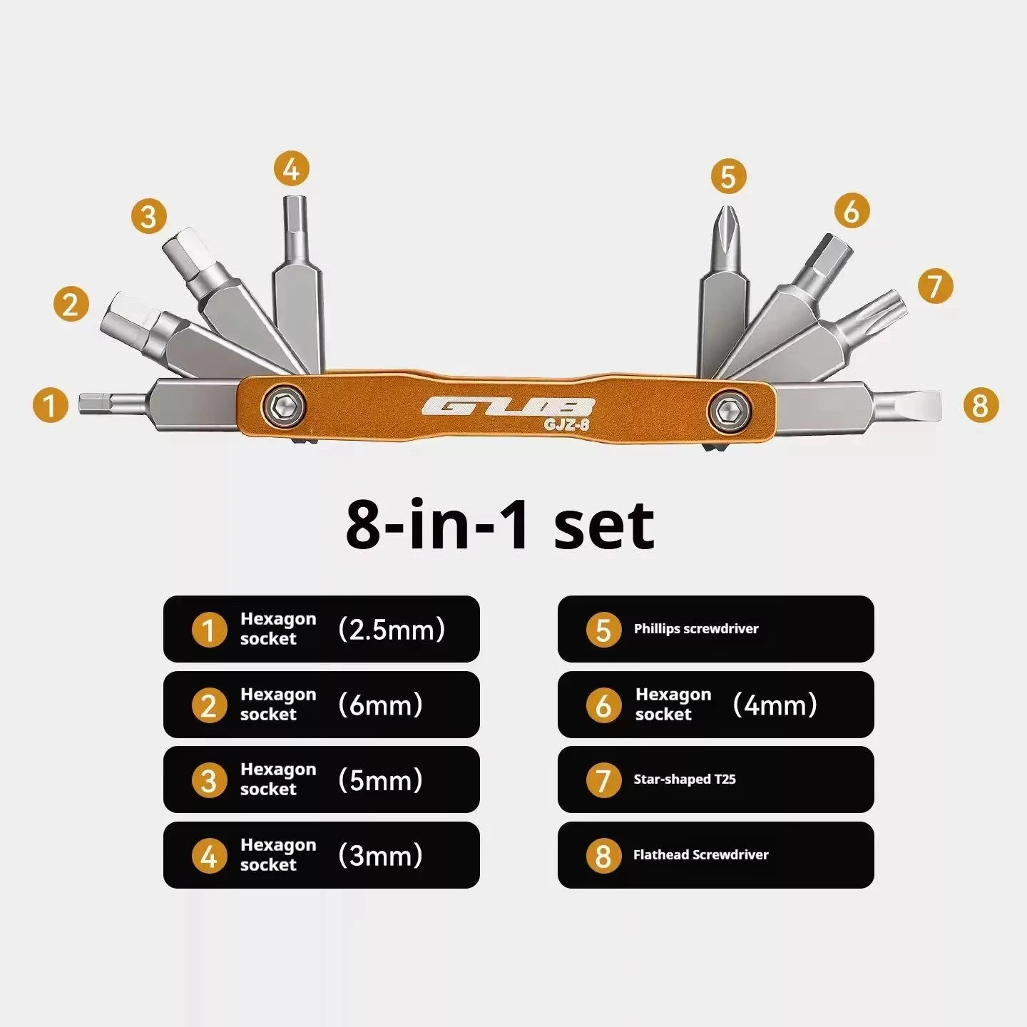 GUB 8 In 1 Portable Folding Tool Bicycle Maintenance Multifunctional Combination Hexagonal Interior For Home Use With 8 Function