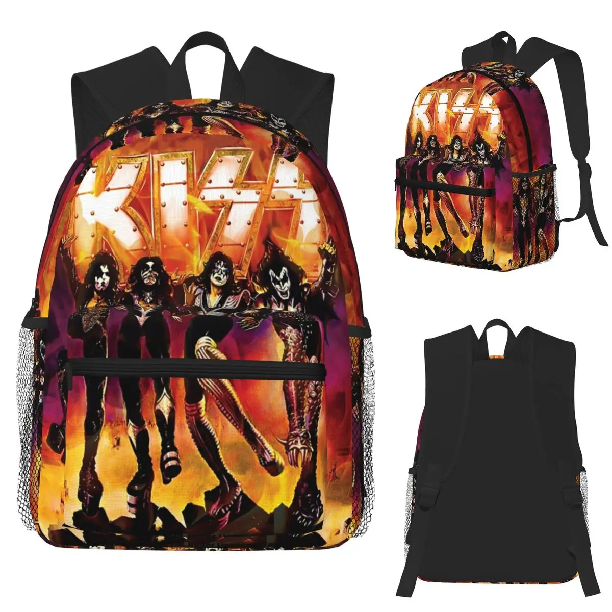 

KISS The Band Rock And Roll Student Backpack School Bag Hiking Travel Daypack for Men Women Fashion Bookbag Shoulder Bags