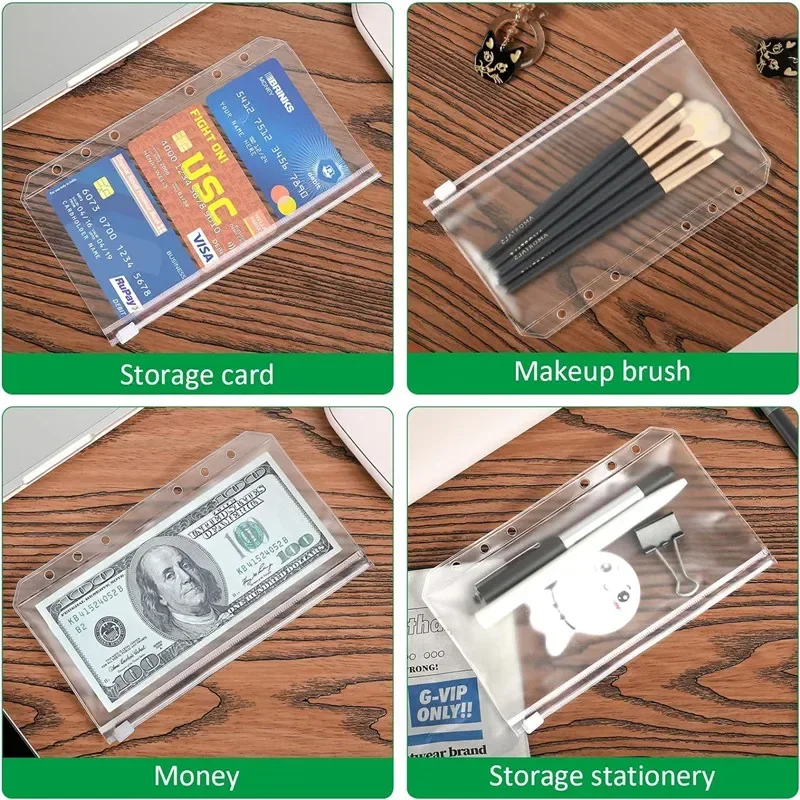 20/30/50Pcs Transparent Waterproof PVC Binder Inserts Binder Envelopes Photos Collection of Banknotes A6 Binder Pockets 6-Holes