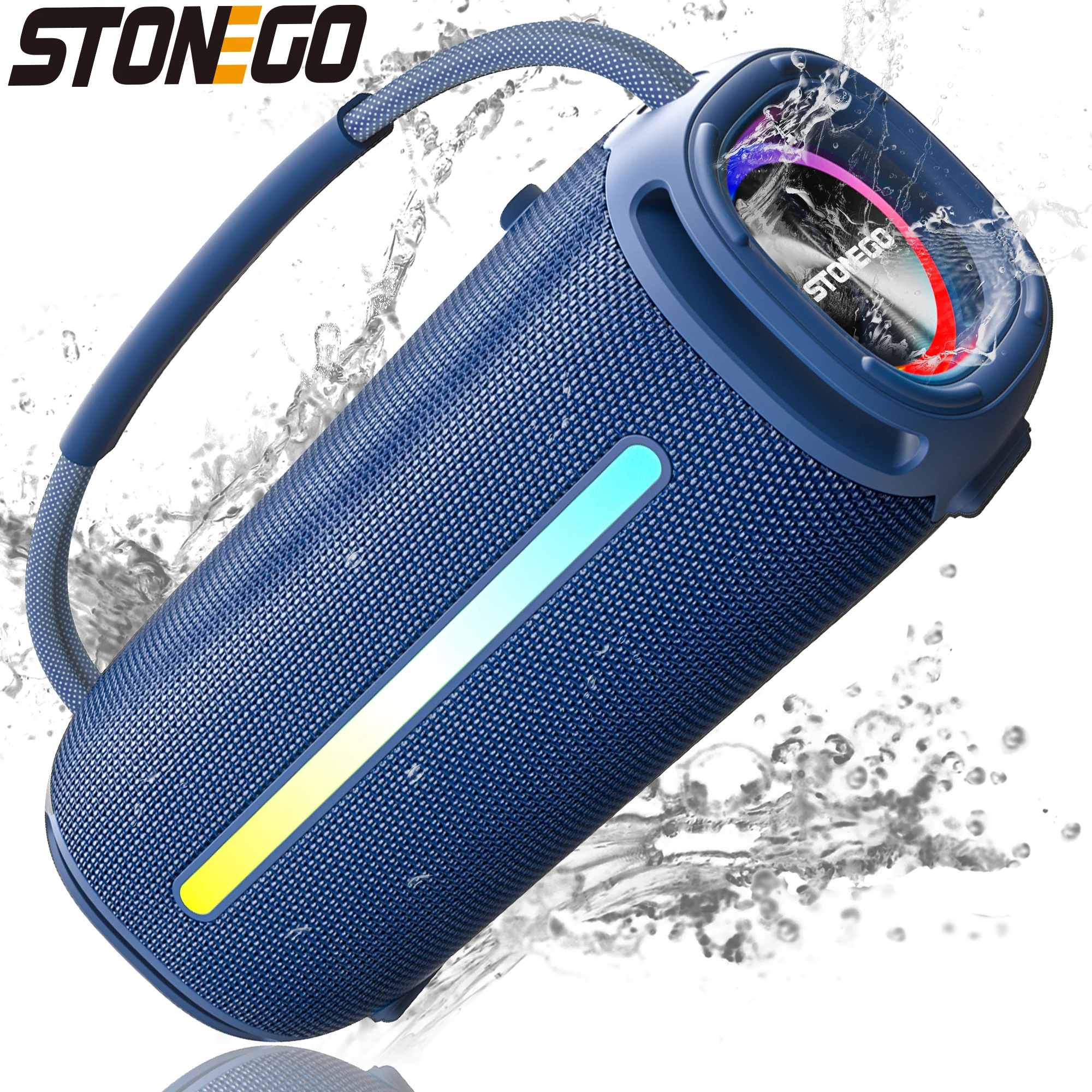 STONEGO Outdoor  Portable Bluetooth 5.3 Wireless Speaker RGB Lantern IPX6 Waterproof Portable Subwoofer High Power Audio